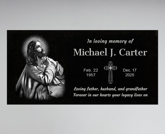 24 × 12 × 0.38 in Personalized Granite Memorial Plaque with Religious Image
