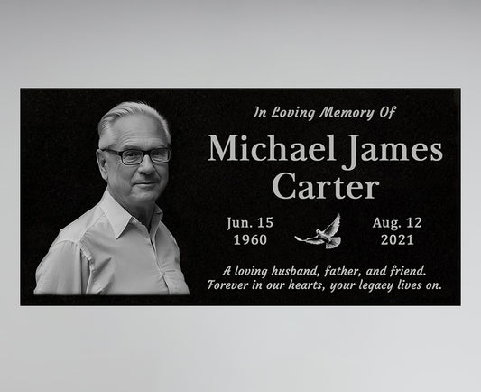 24 × 12 × 0.38 in Personalized Granite Memorial Plaque with Photo Upload
